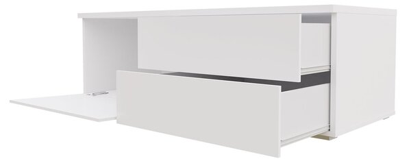 Televizní stolek s LED osvětlením FERNS D 11 - bílý / lesklý šedý