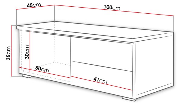 Televizní stolek s LED osvětlením FERNS D 11 - bílý / lesklý šedý