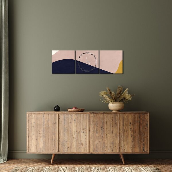 Obraz - Akvarelové hory N⁰2 (s hodinami) (90x30 cm)