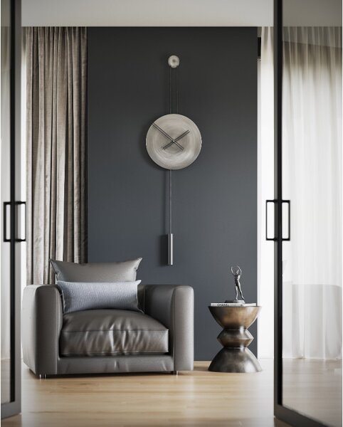 Mclocks Designové nástěnné hodiny SER45002 Serenity antique silver-black-silver 90cm