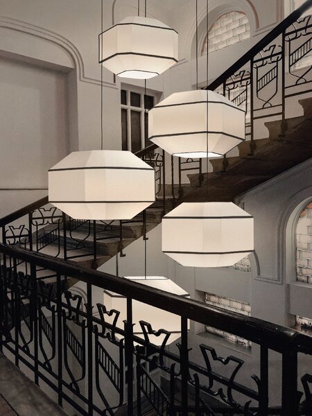 ACB Iluminacion Závěsné svítidlo BAUHAUS, ⌀ 60 cm, 1x E27 15W Barva: Bílá, Barva montury: Bílá