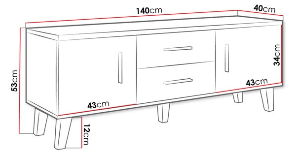 TV stolek 140 cm OLINA - dub sonoma / bílý