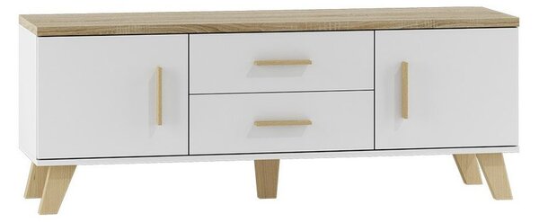 TV stolek 140 cm OLINA - dub sonoma / bílý