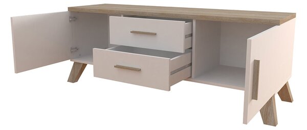 TV stolek 140 cm OLINA - dub sonoma / bílý