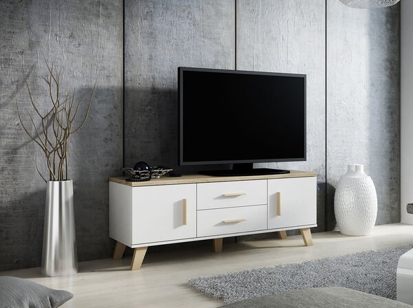 TV stolek 140 cm OLINA - dub sonoma / bílý