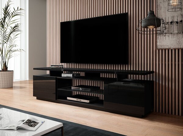 TV stolek SALTA - černý / lesklý černý