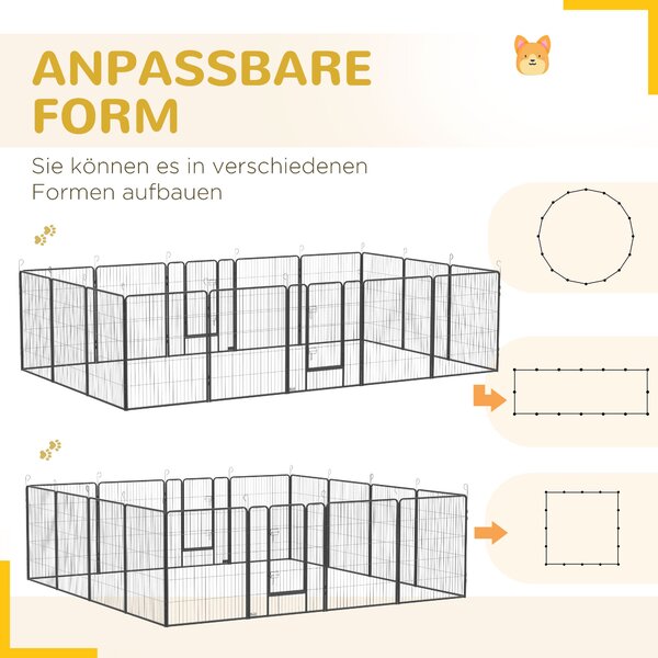 PawHut hrací ohrádka pro štěňata se 16 mřížkami o rozměrech 80x100 cm, výběh pro velké, střední a malé psy, ohrádka pro malá zvířata, DIY hra ohrádka