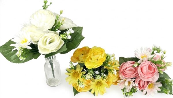 Ranunculus kytice 7 květů - 27 cm mix barev Barva: Krémová