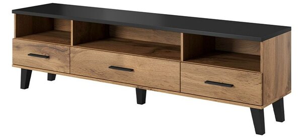 TV stolek 180 cm OLINA - dub wotan / černý