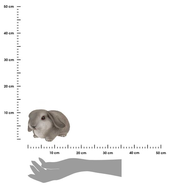 Zahradní figurka z polyresinu Bunny, 16 cm, šedá