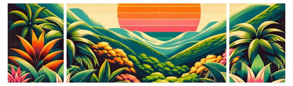 Obraz - Pestrobarevný západ slunce (170x50 cm)