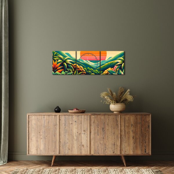 Obraz - Pestrobarevný západ slunce (s hodinami) (90x30 cm)