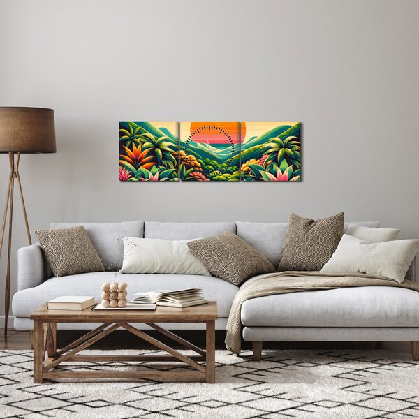 Obraz - Pestrobarevný západ slunce (s hodinami) (90x30 cm)