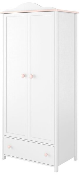 Šatní skříň 85 cm do dětského pokoje LEGUAN 1 - bílá / růžová