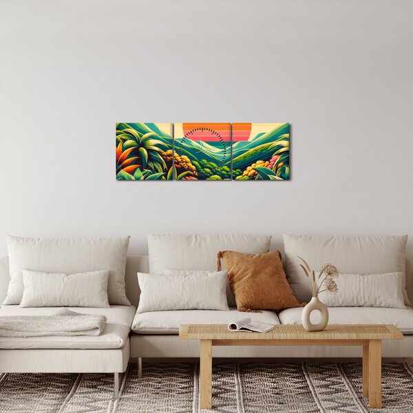 Obraz - Pestrobarevný západ slunce (s hodinami) (90x30 cm)