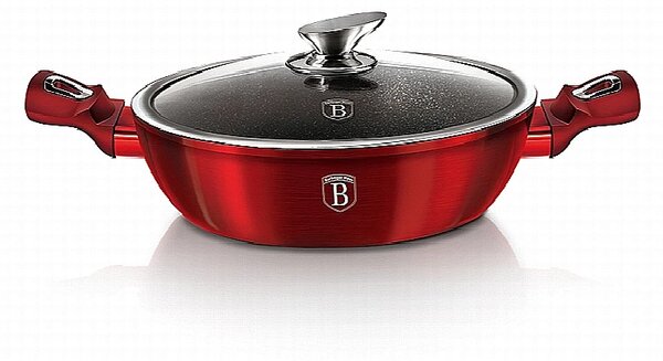 Pekáč kulatý s mramorovým povrchem a poklicí 24 cm Burgundy Metallic Line