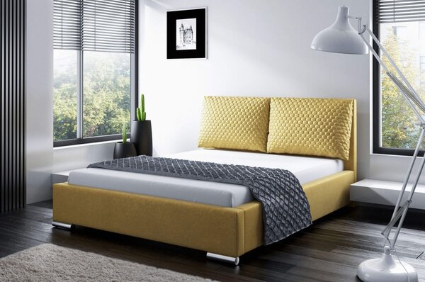 Praktická postel s polštáři 120x200 DUBAI - žlutá