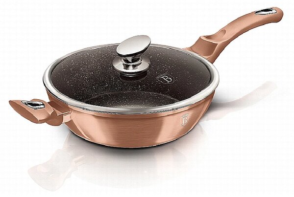 Pánev hluboká s mramorovým povrchem a poklicí 28 cm Rosegold Metallic Line