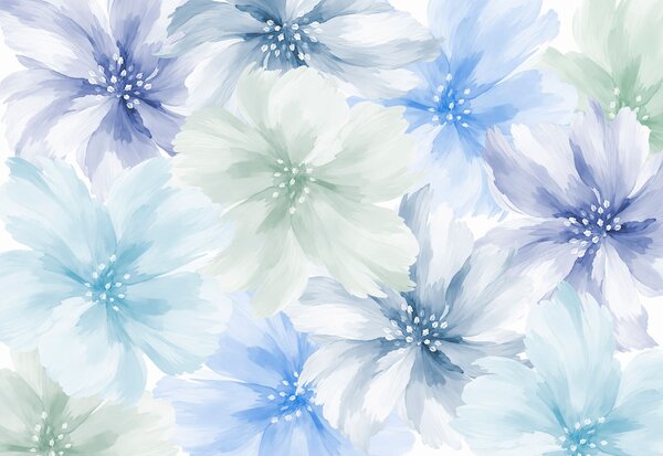 Fototapeta Skupina květin na bílém pozadí, Květinové fototapety, Populární fototapety - Tapeko.co.cz