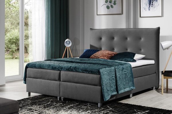 Čalouněná postel 160x200 PILAR - šedá + topper ZDARMA