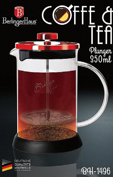 Konvička na čaj a kávu French Press 350 ml Burgundy Metallic Line