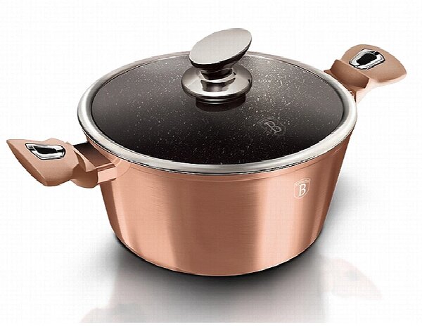 Kastrol s mramorovým povrchem a poklicí 20 cm Rosegold Metallic Line