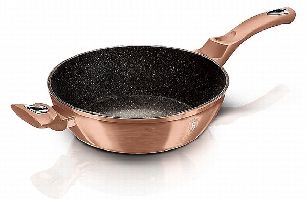 Pánev hluboká s mramorovým povrchem a poklicí 28 cm Rosegold Metallic Line