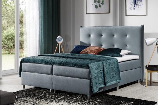 Čalouněná postel 160x200 PILAR - modrá + topper ZDARMA
