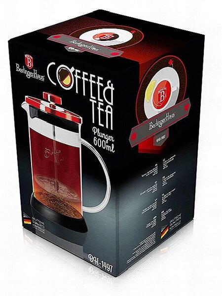 Konvička na čaj a kávu French Press 600 ml Burgundy Metallic Line
