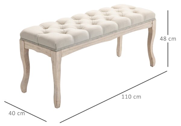 HOMCOM Čalouněná lavice s úložným prostorem a botníkem Vintage 110 x 40 x 48 cm | Aosom