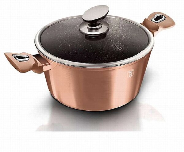 Kastrol s mramorovým povrchem a poklicí 30 cm Rosegold Metallic Line