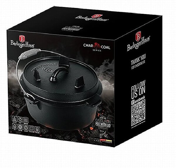 Hrnec litinový s poklicí 25 cm černý