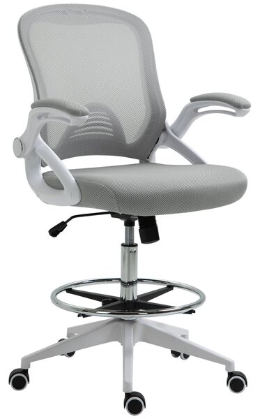 Ergonomická kancelářská židle Vinsetto s sklápěcími opěrkami a nastavitelným kroužkem pod nohy, výškově nastavitelná otočná židle s funkcí naklápění
