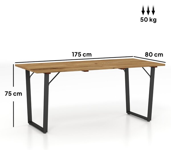 Dřevěný zahradní stůl Outsunny 175x80 cm s otvorem na deštník – Zahradní stůl pro 6 lidí, venkovní jídelní stůl na terasu, balkon, zahradu, hnědý | Ao