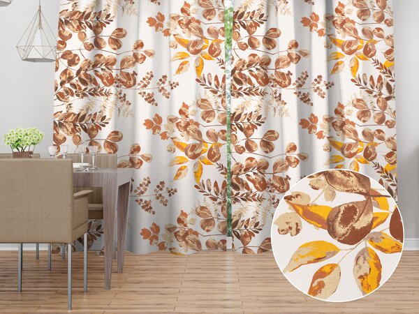 Biante Bavlněný závěs Sandra SA-530 Hnědý eukalyptus na bílém 150x140 cm