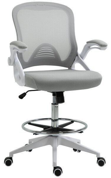 Ergonomická kancelářská židle Vinsetto s sklápěcími opěrkami a nastavitelným kroužkem pod nohy, výškově nastavitelná otočná židle s funkcí naklápění