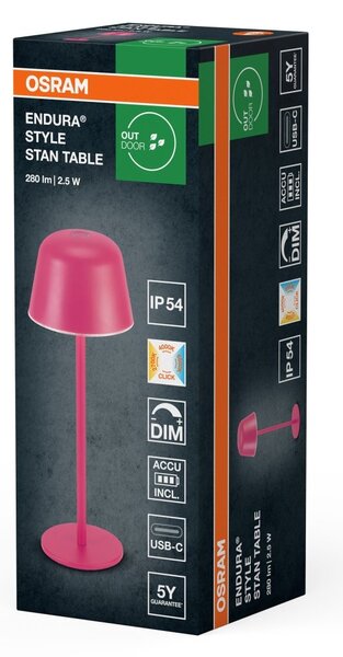 Dekorativní stolní svítidlo Endura Style, CCT, USB, magenta