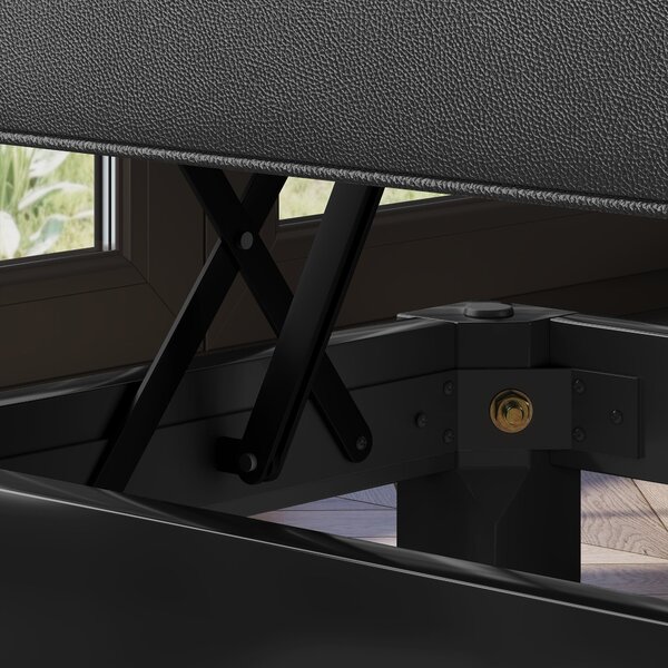 HOMCOM Nastavitelný hudební stolička s úložným prostorem, nosnost 220 kg, umělá kůže, černá, 105 x 37 x 48-58 cm | Aosom