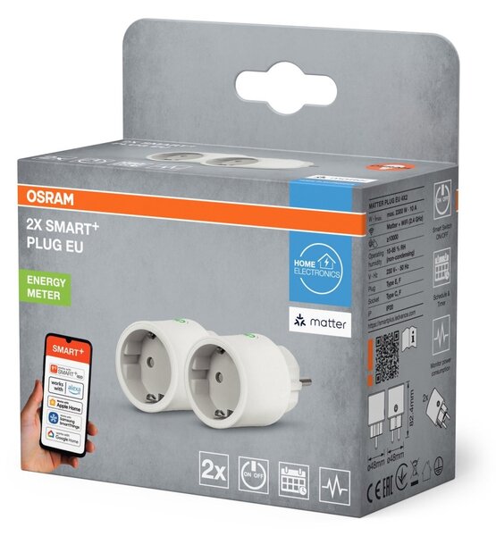 SMART+ Chytrá zásuvka Matter přes WiFi Bílá (2ks)