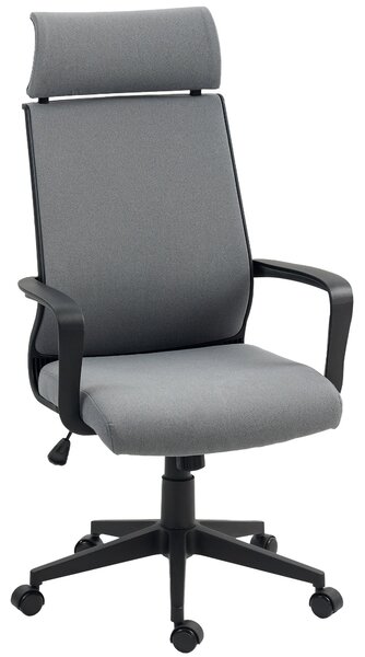 HOMCOM Kancelářská židle, ergonomická stolní židle s opěrkami, opěrkou hlavy, výškově nastavitelná otočná židle s houpací funkcí, počítačová židle s v