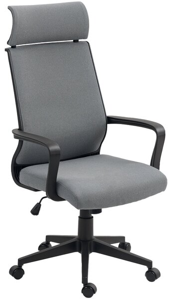 HOMCOM Kancelářská židle, ergonomická stolní židle s opěrkami, opěrkou hlavy, výškově nastavitelná otočná židle s houpací funkcí, počítačová židle s v