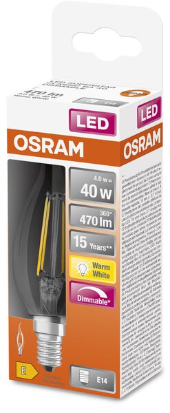 Atypická LED stmívatelná žárovka E14 4 W CLASSIC BA, teplá bílá