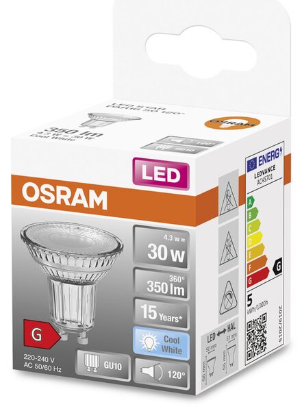 LED bodovka GU10 4,3 W STAR, studená bílá