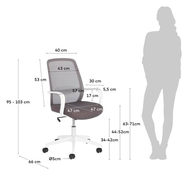 Šedá kancelářská židle Kave Home Melva