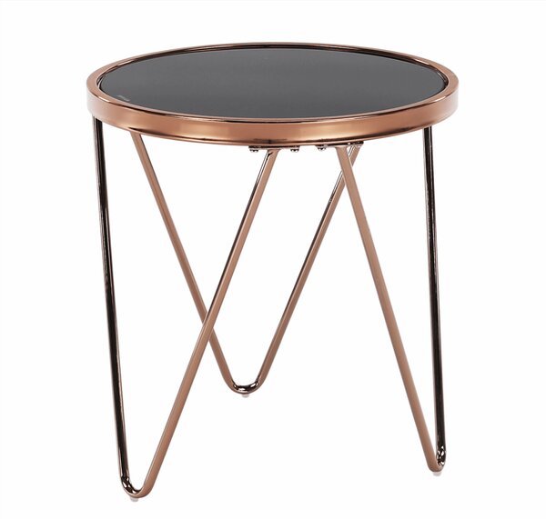 KONDELA Příruční stolek, rose gold chrom růžová / černá, VALERO