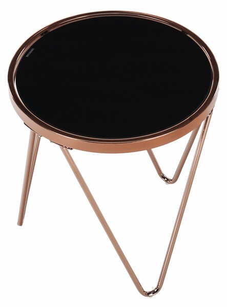 KONDELA Příruční stolek, rose gold chrom růžová / černá, VALERO