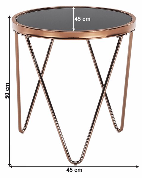 KONDELA Příruční stolek, rose gold chrom růžová / černá, VALERO