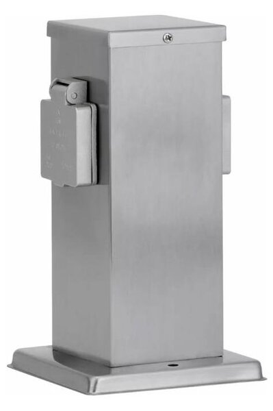 Venkovní zásuvkový sloupek 2Z SCHUKO 230V matný chrom IP44
