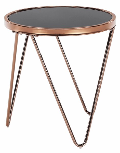 KONDELA Příruční stolek, rose gold chrom růžová / černá, VALERO