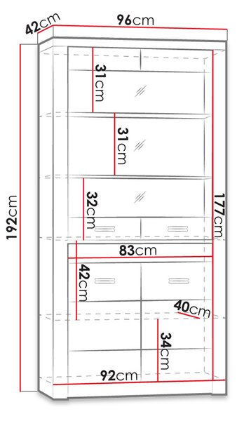 Prosklená vitrína s LED osvětlením CHALAPATA - jasan tmavý